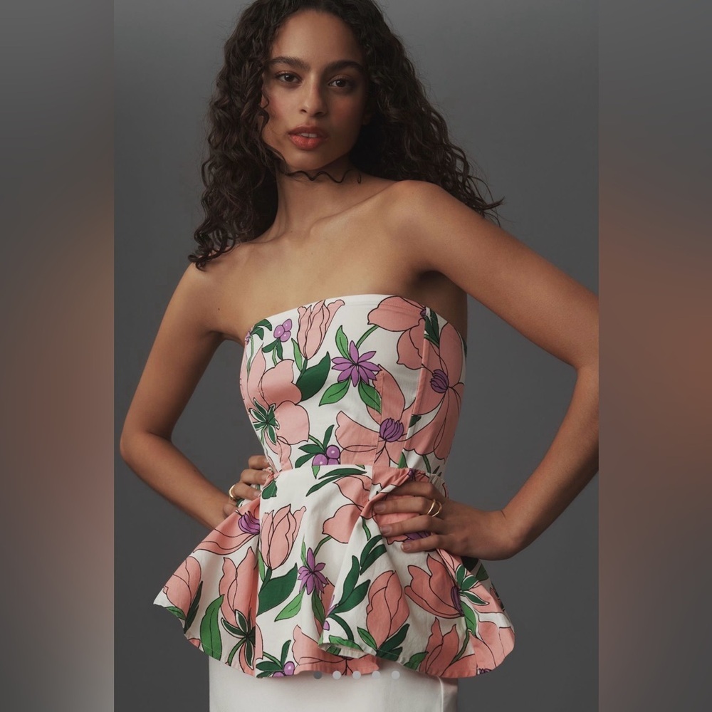 Banjanan Della Strapless Peplum Top Size L